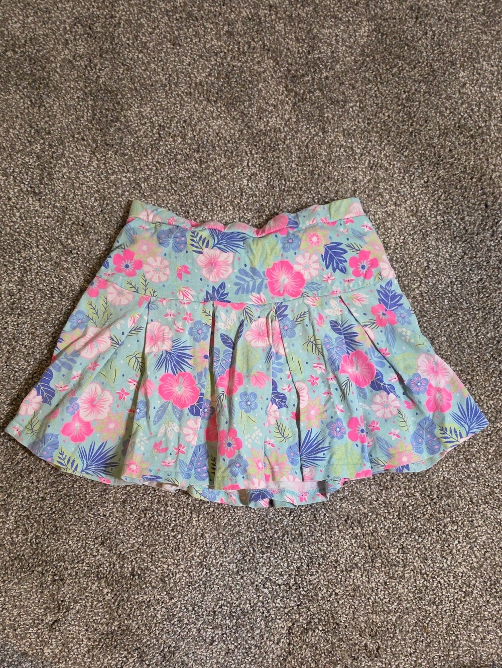 Tommy Bahama Aqua Floral Circle Skirt with Pink & Purple Flowers